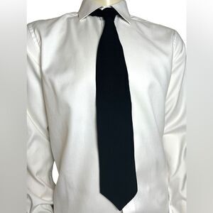Emporio Armani Textured Solid Black Silk Tie Worn Once Made in Italy